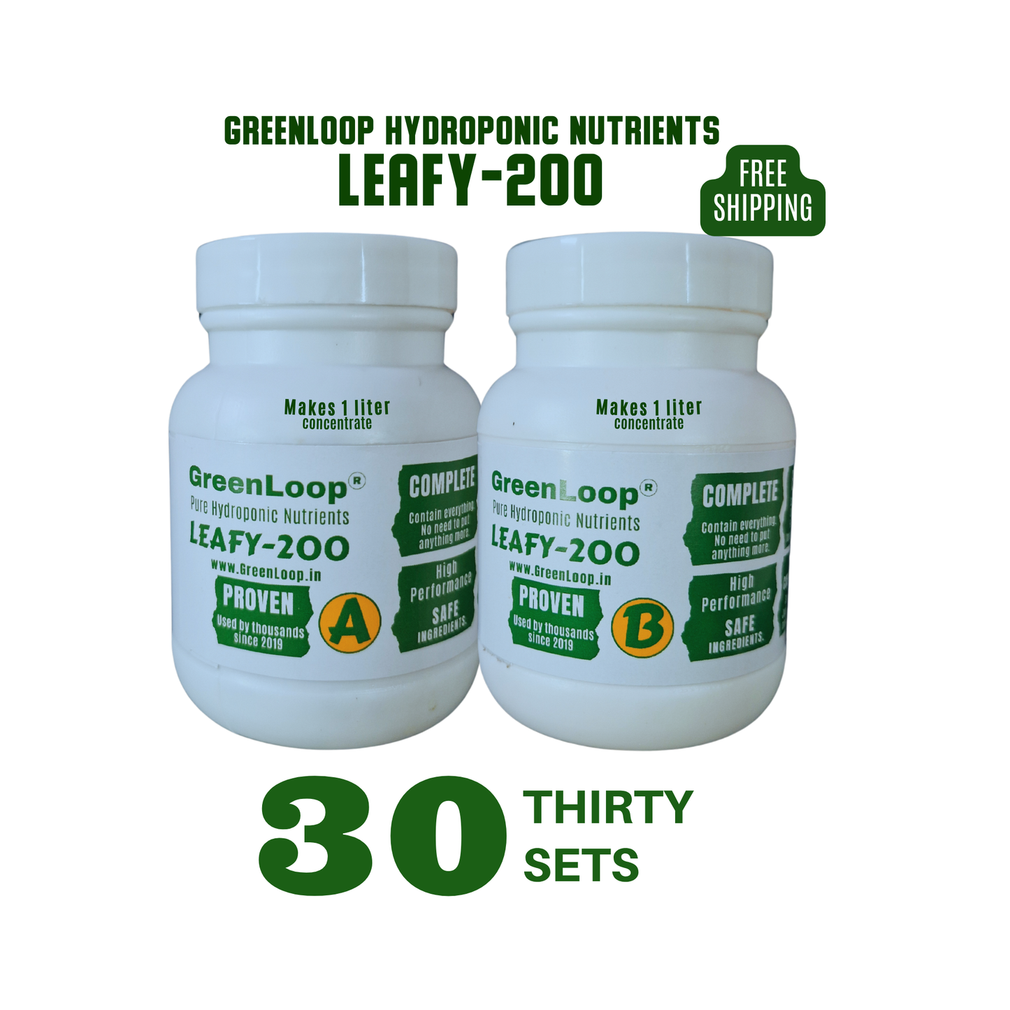 Hydroponic Nutrients LEAFY-200, Pack of 30 (THIRTY) sets