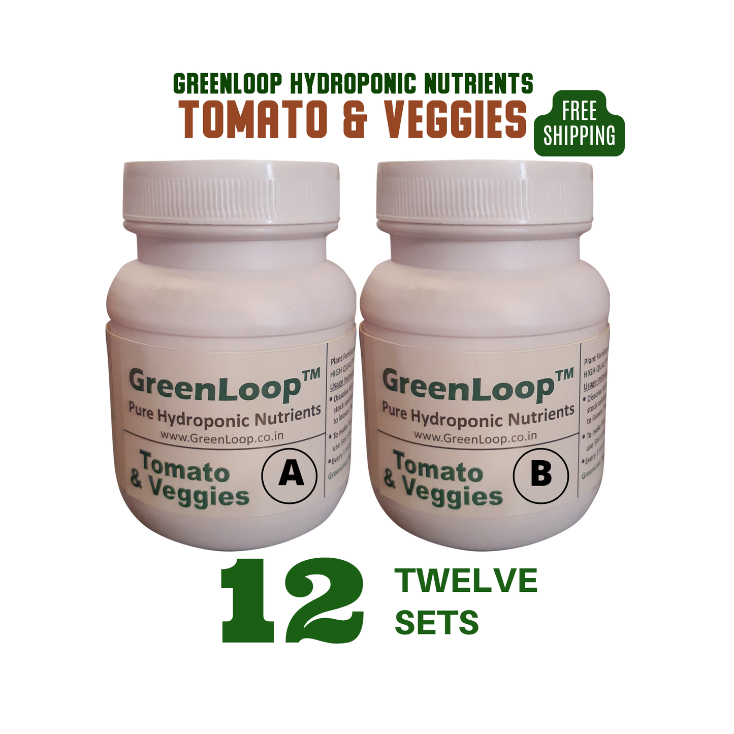 Hydroponic Nutrients TOMATO & VEGGIES, Pack of 12 sets