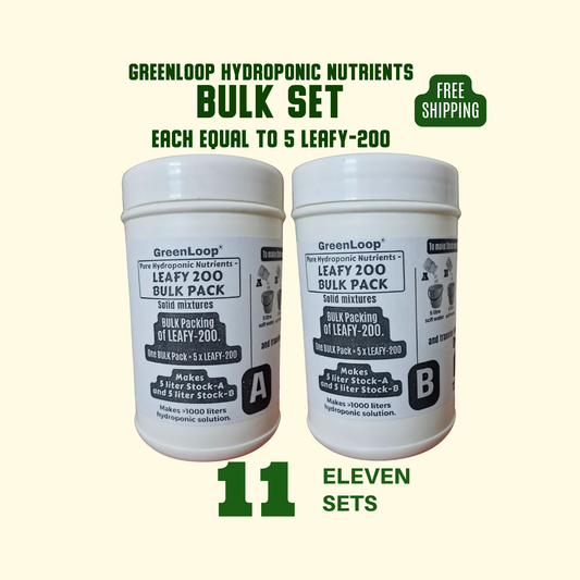 Hydroponic Nutrients LEAFY-200, 5X BULK PACKING, 11 (Eleven) sets