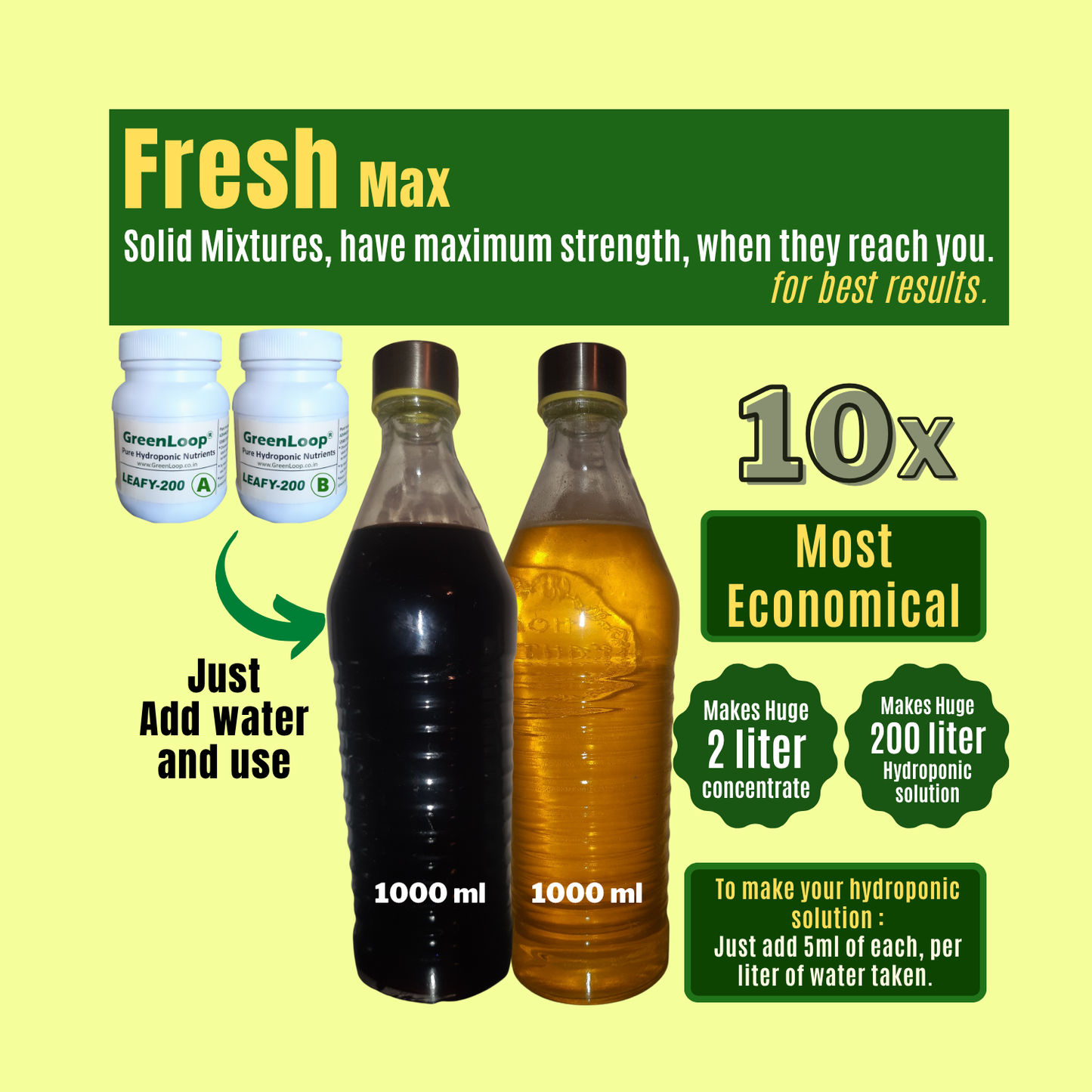 Hydroponic Nutrients LEAFY-200, Pack of 12 (TWELVE) sets